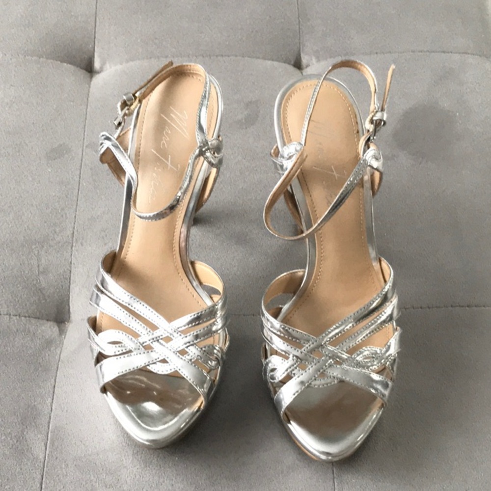 Marc Fisher Silver leather heels